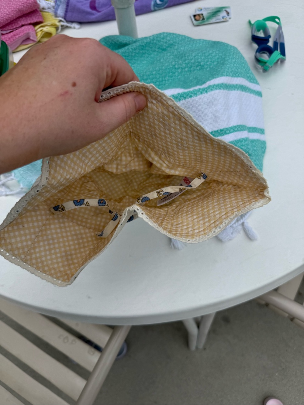 Zara Cream Floral Bucket Hat with Blue Print - Picture 2 of 9